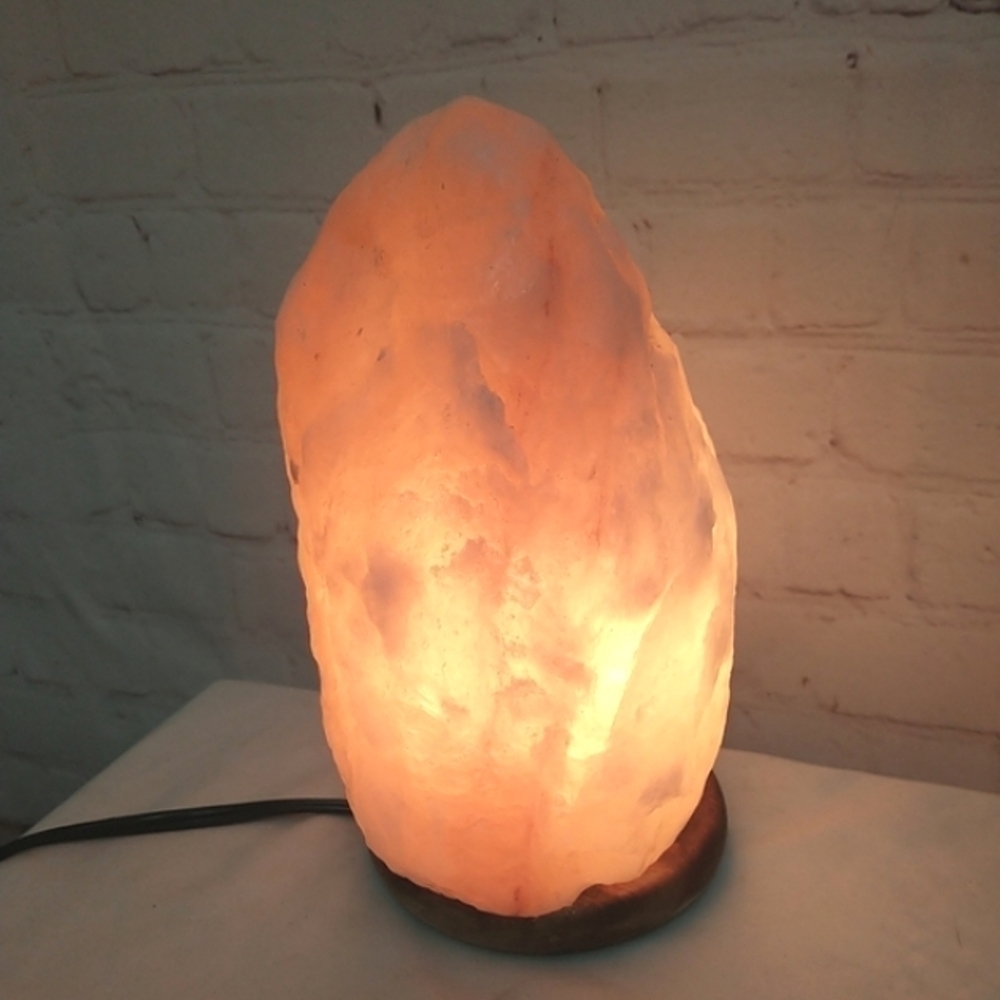 Natural Pink HIMALAYAN salt Lamp on Wood Base 2 Setting Low / High Switch 8.5" - Picture 3 of 11